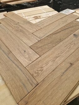 Antiqued Herringbone Oak flooring ready brushed &amp; oiled